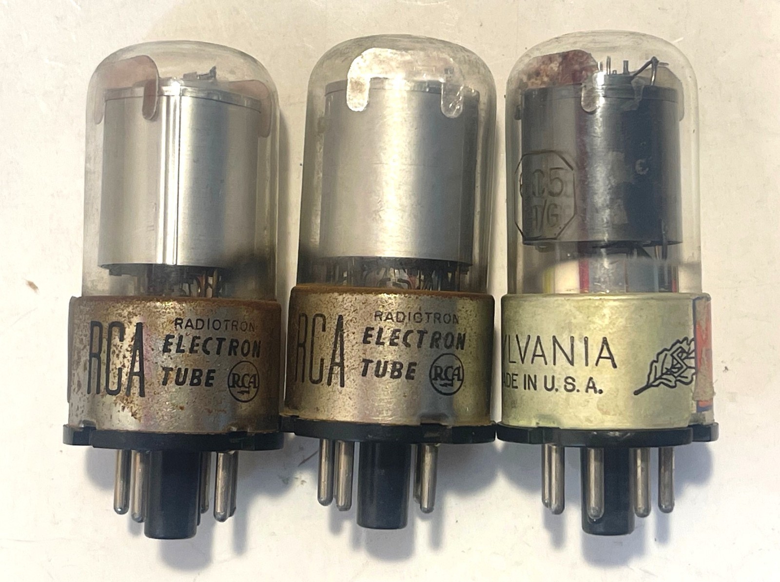 3 Vintage 6C5 Electron Amplifier Radio Vacuum Tubes TV-7 Tested RCA Sylvania A30