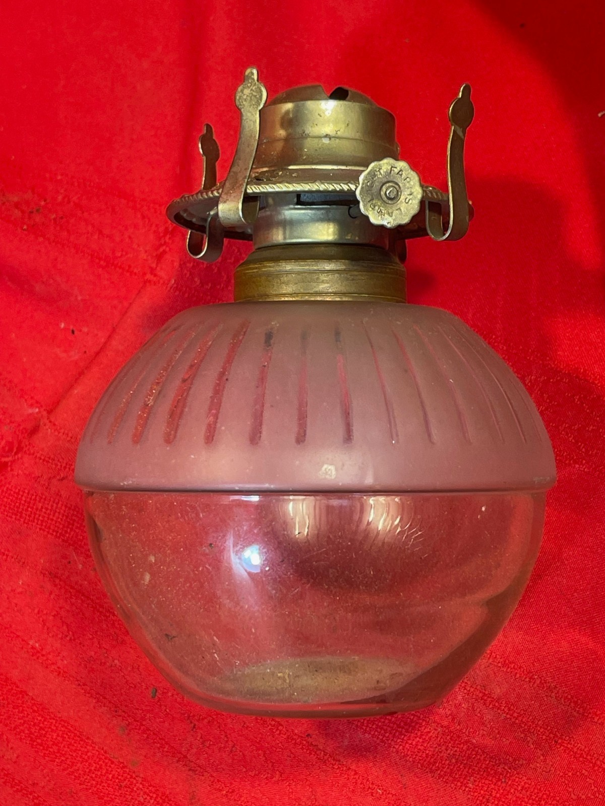 Antique Glass Oil Lamp Font & Burner