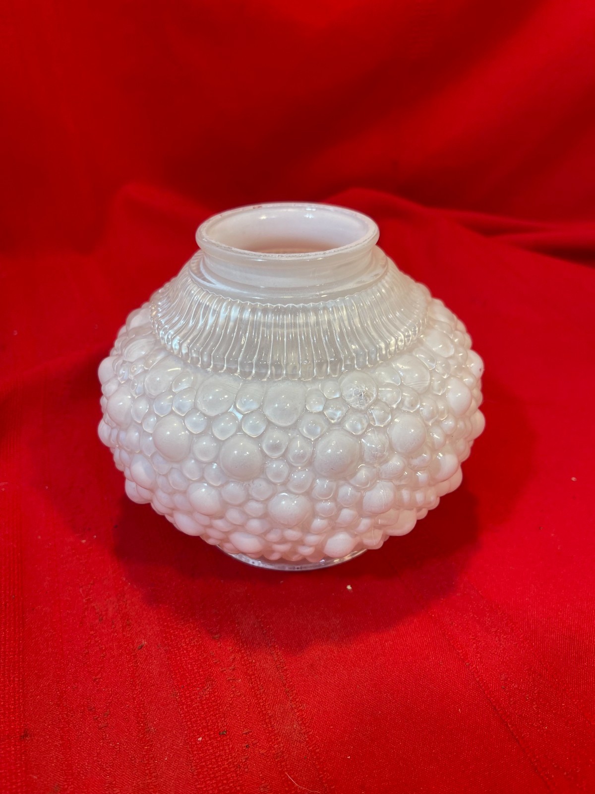 Unusual Antique White Bubble Glass Lamp Shade